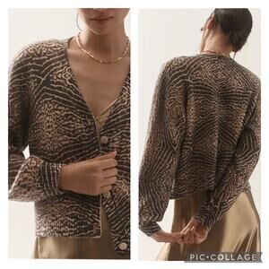 Anthropologie Kachel V Neck Cardigan Sweater Wool Blend Size XS